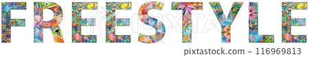 Word FREESTYLE. Vector decorative zentangle object for decoration Word FREESTYLE. Vector decorative zentangle object for decoration 116969813
