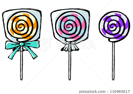 Lollipop illustration set with brush strokes 116969817