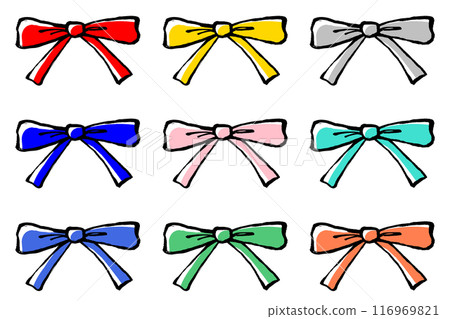 A set of colorful brush-style ribbon illustrations 116969821