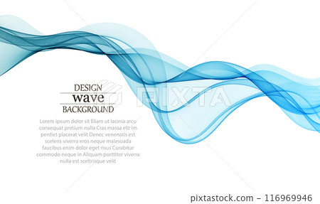 Blue smoothly curved wave on a white background 116969946