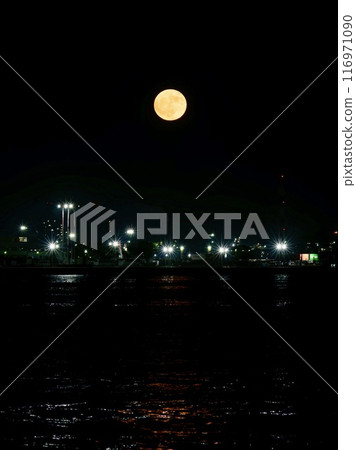 滿月漂浮在月圓之夜 116971090