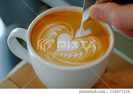 Stylish latte art coffee "AI generated images" 116971226