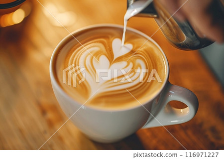 Stylish latte art coffee "AI generated images" 116971227