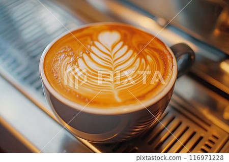 Stylish latte art coffee "AI generated images" 116971228