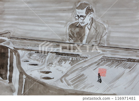 Jazz pianist ink painting 116971481