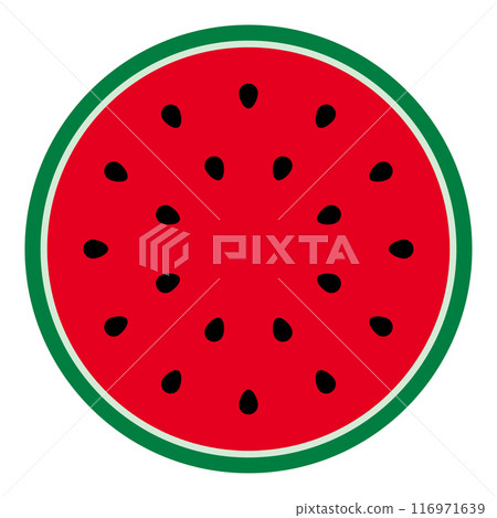 Watermelon, half cut, top view, illustration, vector, single 116971639