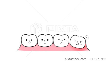 Illustration of swollen gums and loose teeth Illustration of swollen gums and loose teeth 116971996