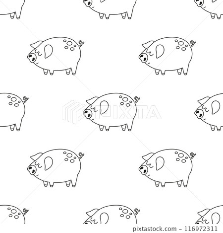 outline pig seamless pattern 116972311
