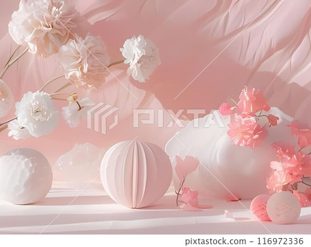 Pink flowers and interior 116972336