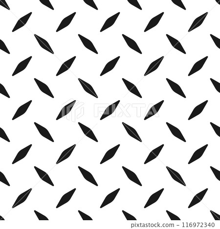 Diamond plate metal seamless pattern. Diamond structure texture. Metal construction background. Geometric diagonal tread stainless floor. Vector illustration isolated on white background 116972340
