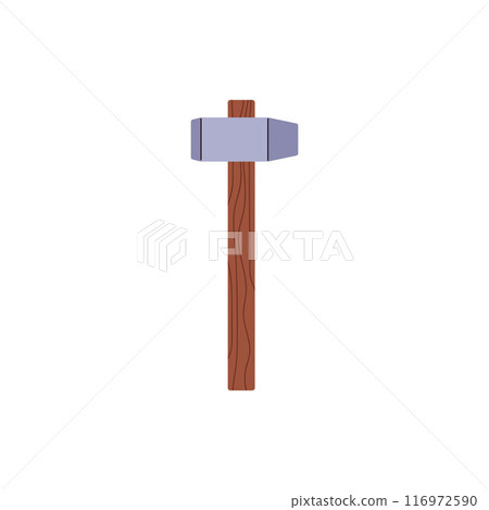 Hammer with wooden handle vector icon, cartoon sledge hammer, wooden mallet blacksmith tool builder or repair instrument Hammer with wooden handle vector icon, cartoon sledge hammer, wooden mallet blacksmith tool builder or repair instrument 116972590