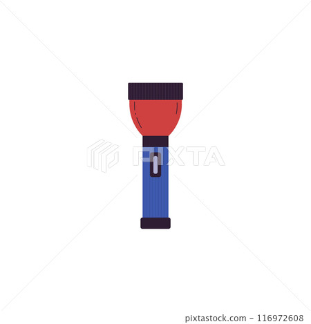 Vector illustrations of a portable electric flashlight isolated on a white background 116972608