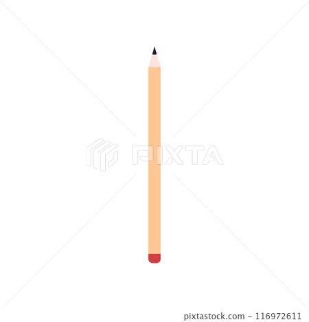 An illustration showing a black pencil icon with an eraser on a white background An illustration showing a black pencil icon with an eraser on a white background 116972611