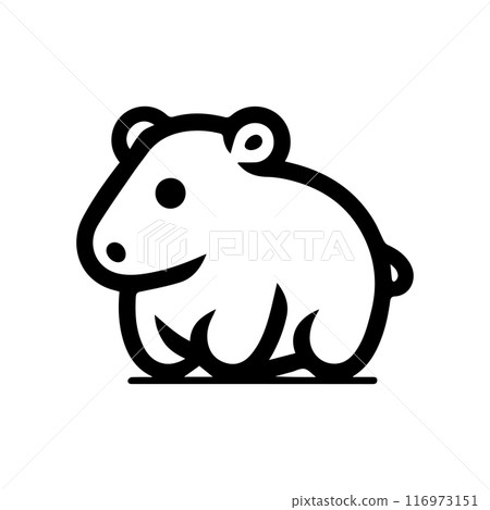 Tapir icon or modern line symbol. Vector line art and icon design with bold outline. Black and white Pixel Perfect minimalistic symbol isolated white background. Silhouette simple thin sign 116973151