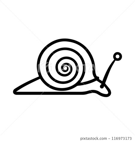 Snail icon or modern line symbol. Vector line art and icon design with bold outline. Black and white Pixel Perfect minimalistic symbol isolated white background. Silhouette simple thin sign 116973173