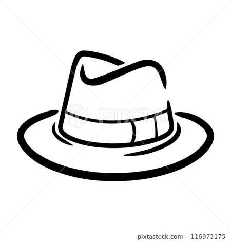 Hat icon or modern line symbol. Vector line art and icon design with bold outline. Black and white Pixel Perfect minimalistic symbol isolated white background. Silhouette simple thin sign Hat icon or modern line symbol. Vector line art and icon design with bold outline. Black and white Pixel Perfect minimalistic symbol isolated white background. Silhouette simple thin sign 116973175