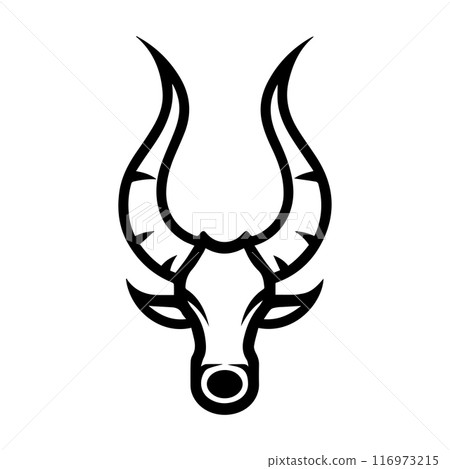 Horn icon or modern line symbol. Vector line art and icon design with bold outline. Black and white Pixel Perfect minimalistic symbol isolated white background. Silhouette simple thin sign 116973215