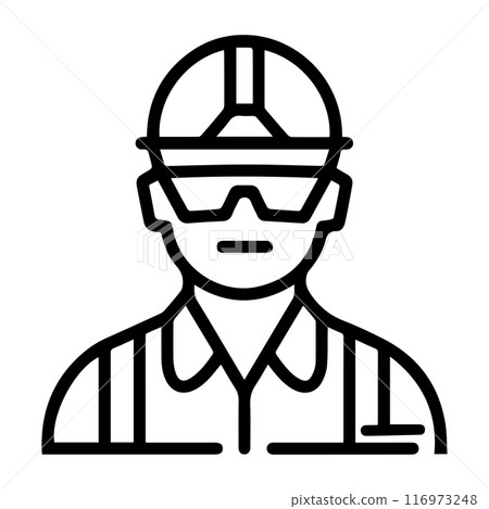 Engineer icon or modern line symbol. Vector line art and icon design with bold outline. Black and white Pixel Perfect minimalistic symbol isolated white background. Silhouette simple thin sign 116973248