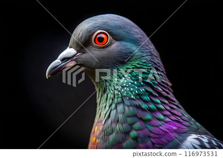 portrait of a dove on a black background 116973531