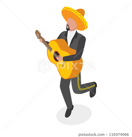 3D Isometric Flat Vector Illustration of Mariachi, Mexican Musicians Band. Item 4 116974066