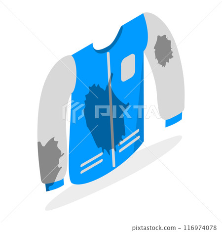 3D Isometric Flat Vector Set of Dirty Clothes, Apparel with Stains. Item 2 3D Isometric Flat Vector Set of Dirty Clothes, Apparel with Stains. Item 2 116974078