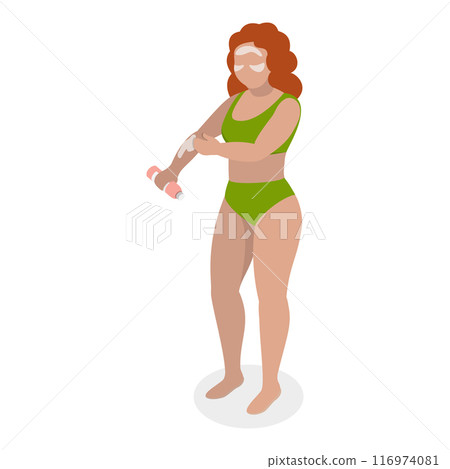 3D Isometric Flat Vector Set of Women In Swimsuits, Young Attractive Ledies in Beach Outfits. Item 4 116974081