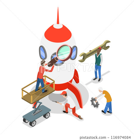 3D Isometric Flat Vector Illustration of Tech Startup, Business Process Automation. Item 3 3D Isometric Flat Vector Illustration of Tech Startup, Business Process Automation. Item 3 116974084