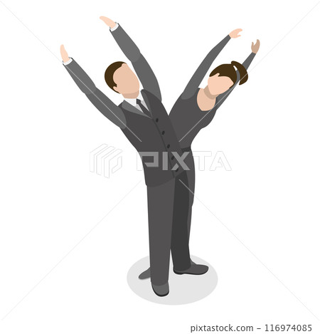 3D Isometric Flat Vector Set of English Alphabet with People, ABC Letters. Item 3 116974085