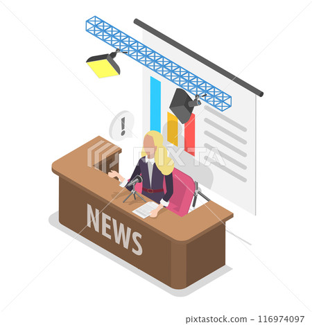 3D Isometric Flat Vector Illustration of Mass Media, Interview and Media Event. Item 1 116974097