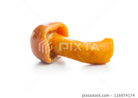 Pickled nameko mushrooms.Traditional japanese mushrooms isolated on white background. 116974174