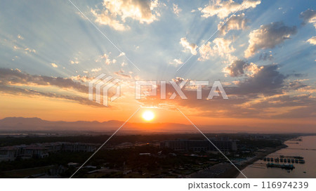 Rising sun over the sea coast of Turkey Rising sun over the sea coast of Turkey 116974239