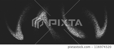 Falling sugar powder, flying salt. White crystals. 116974320