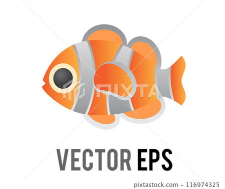 Isolated gradient orange cartoon swimming fish icon Isolated gradient orange cartoon swimming fish icon 116974325