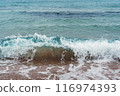 Crystal-clear turquoise waves gently break on the shore 116974393