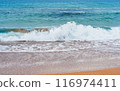 Enjoy the calm of a sandy beach with gentle waves and 116974411
