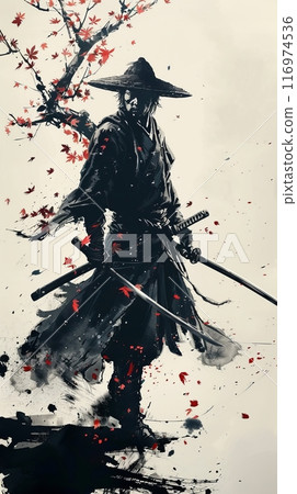 Samurai ink painting, Generative AI AI image 116974536