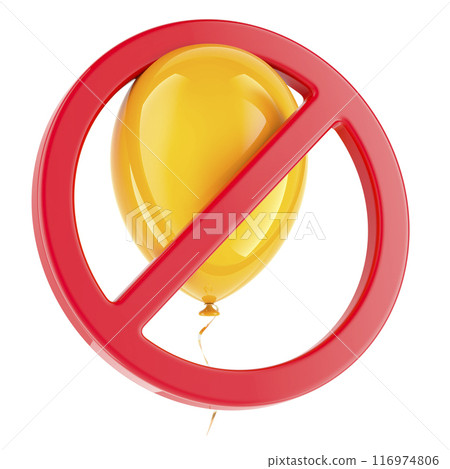 Party balloon with forbidden symbol, 3D rendering Party balloon with forbidden symbol, 3D rendering 116974806