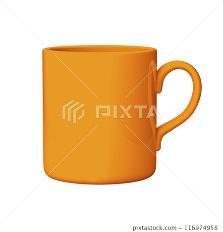 Orange coffee or tea mug, 3D illustration Orange coffee or tea mug, 3D illustration 116974958
