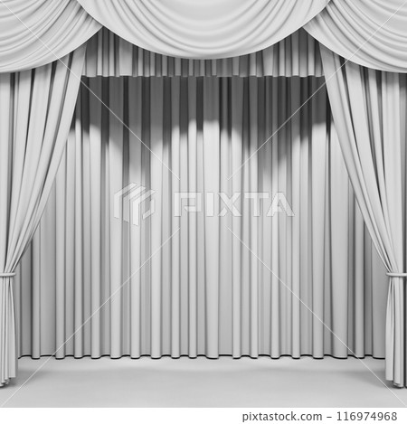 Luxury stage or windows curtains, realistic 3D illustration 116974968