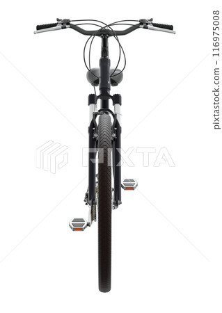 Black bicycle, front view isolated on white background, 3D illustration Black bicycle, front view isolated on white background, 3D illustration 116975008