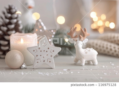 White Christmas Decorations on Table 116975128