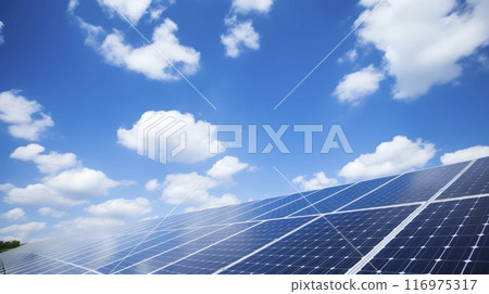Solar Panel Generating Clean Energy With Clouds in the Background Solar Panel Generating Clean Energy With Clouds in the Background 116975317
