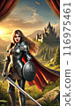 A female knight shining in the setting sun 116975461