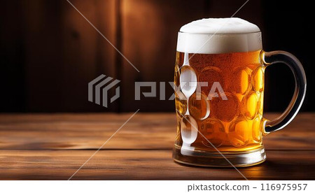 Beer in a mug, copy space 116975957