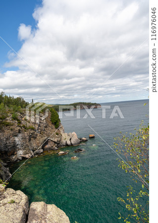 A gorgeous view of the rocky coastline of Lake Superior in Minnesota. A gorgeous view of the rocky coastline of Lake Superior in Minnesota. 116976046