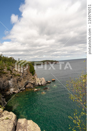 A gorgeous view of the rocky coastline of Lake Superior in Minnesota. A gorgeous view of the rocky coastline of Lake Superior in Minnesota. 116976051