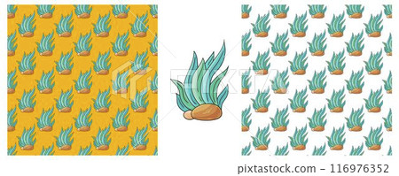 Set Creative marine seamless pattern. Pattern in hand draw style, created for fabrics 116976352