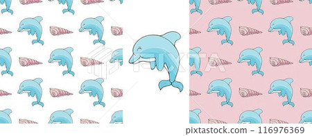 Set Creative marine seamless pattern. Pattern in hand draw style, created for fabrics Set Creative marine seamless pattern. Pattern in hand draw style, created for fabrics 116976369