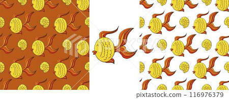 Set Creative marine seamless pattern. Pattern in hand draw style, created for fabrics 116976379
