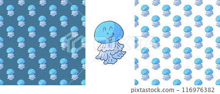 Set Creative marine seamless pattern. Pattern in hand draw style, created for fabrics Set Creative marine seamless pattern. Pattern in hand draw style, created for fabrics 116976382